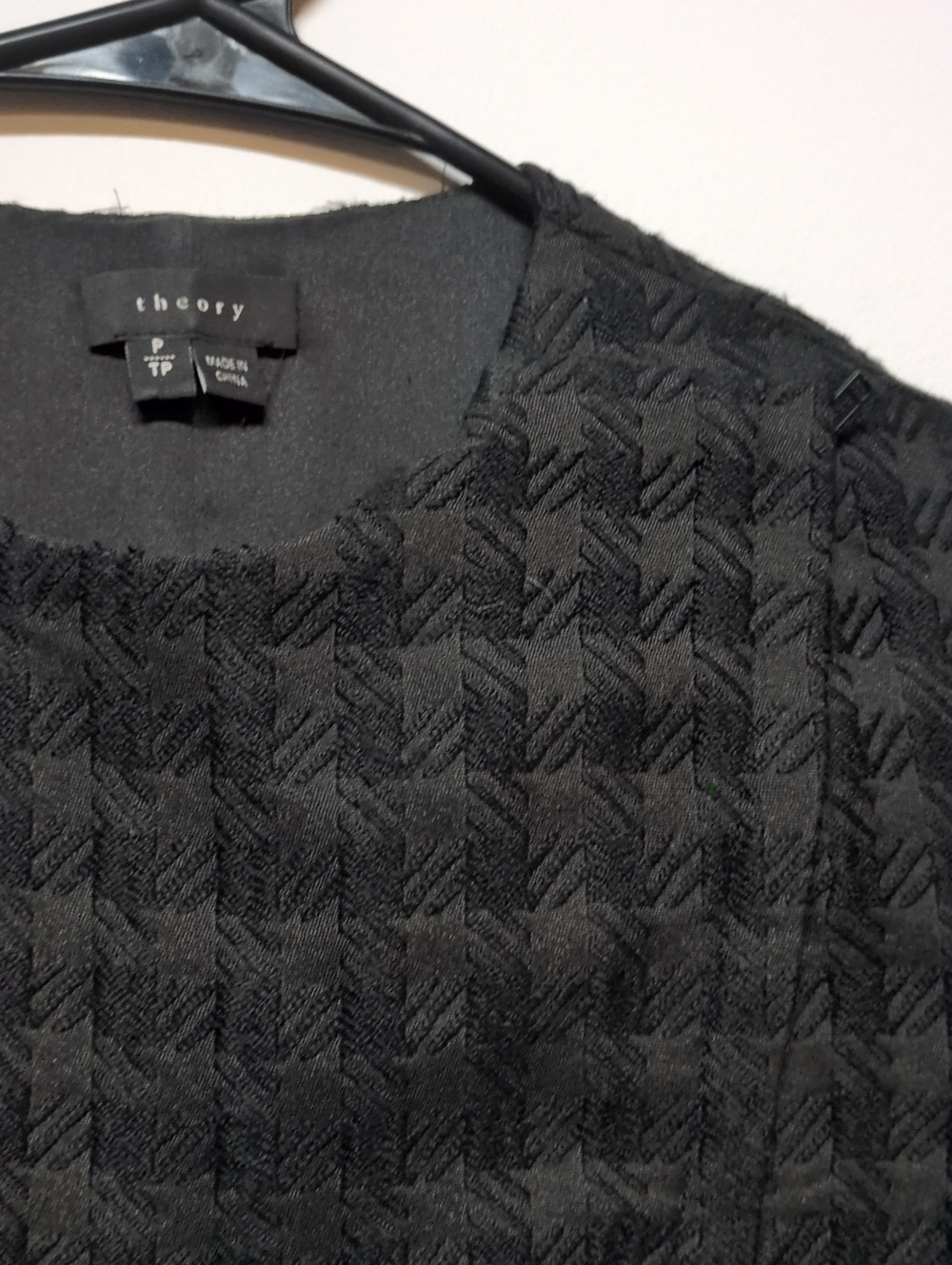 Theory Kuvana Country Peplum Top Houndstooth Wool, Size Petite - Picture 4 of 8